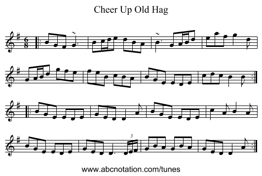 Cheer Up Old Hag - staff notation