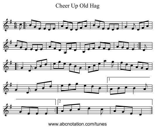 Cheer Up Old Hag - staff notation