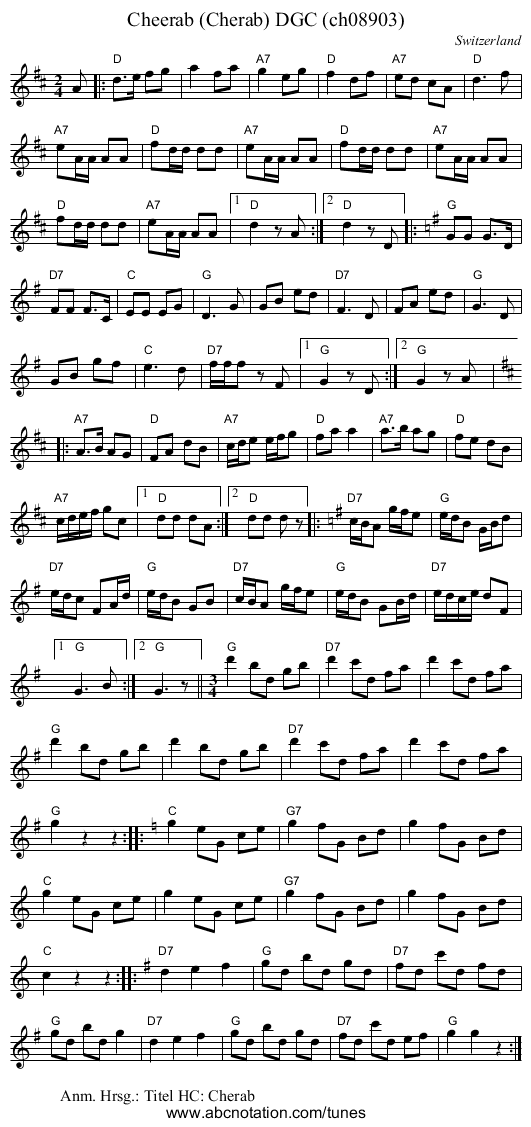 Cheerab (Cherab) DGC (ch08903) - staff notation