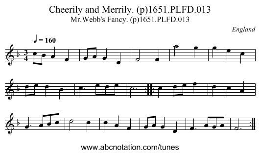 Cheerily and Merrily. (p)1651.PLFD.013 - staff notation