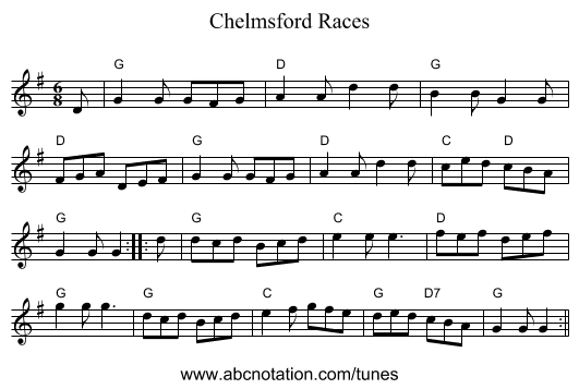 Chelmsford Races - staff notation