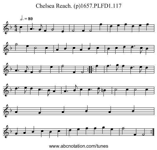 Chelsea Reach. (p)1657.PLFD1.117 - staff notation