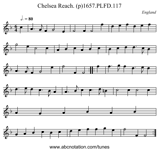 Chelsea Reach. (p)1657.PLFD.117 - staff notation