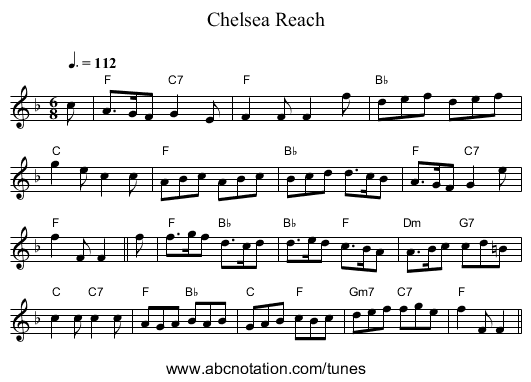 Chelsea Reach - staff notation
