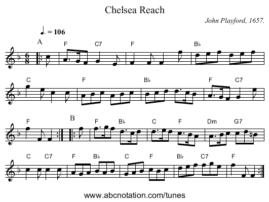 Chelsea Reach - staff notation
