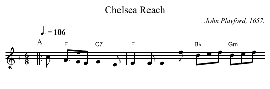 Chelsea Reach - staff notation