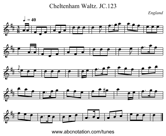 Cheltenham Waltz. JC.123 - staff notation