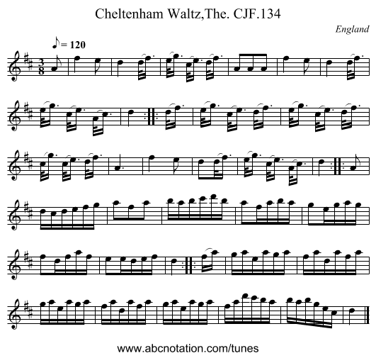 Cheltenham Waltz,The. CJF.134 - staff notation