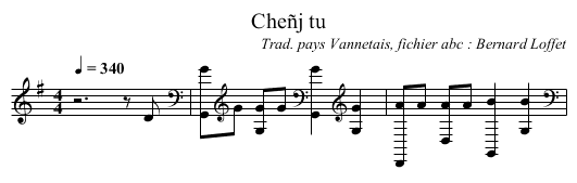 Cheñj tu - staff notation