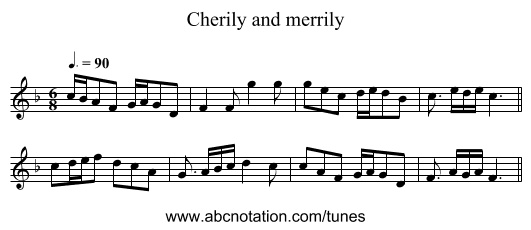 Cherily and merrily - staff notation