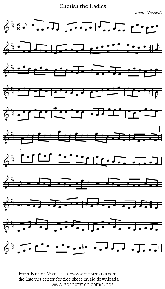 Cherish the Ladies - staff notation