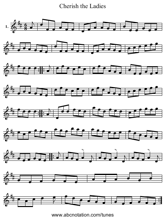 Cherish the Ladies - staff notation
