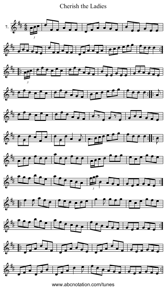 Cherish the Ladies - staff notation