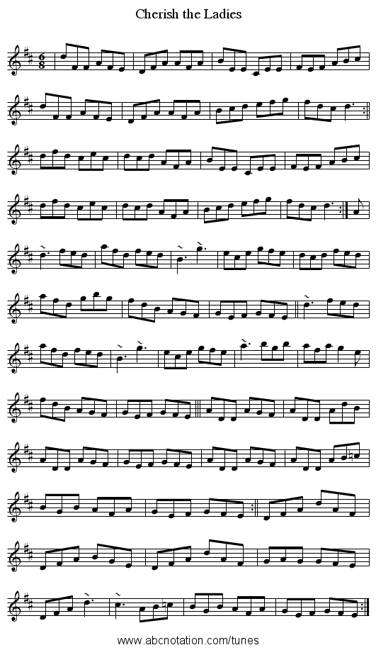 Cherish the Ladies - staff notation