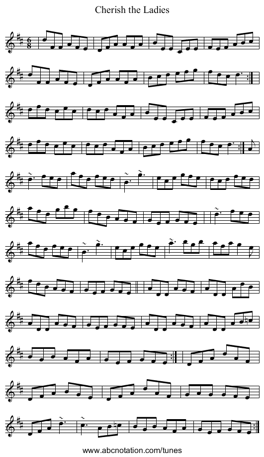 Cherish the Ladies - staff notation