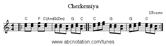 Cherkessiya - staff notation