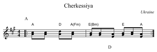 Cherkessiya - staff notation