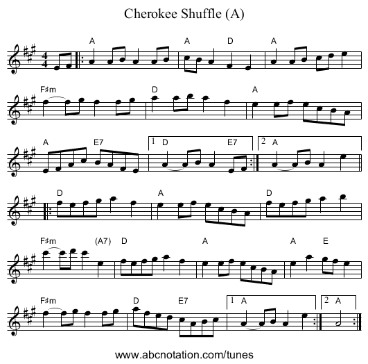 Cherokee Shuffle (A) - staff notation