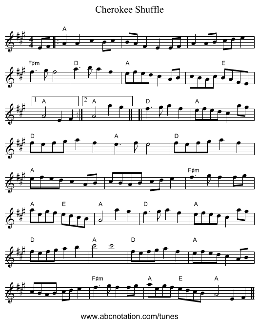 Cherokee Shuffle - staff notation
