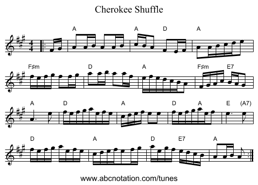 Cherokee Shuffle - staff notation