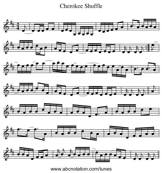 Cherokee Shuffle - staff notation