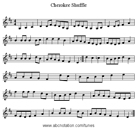 Cherokee Shuffle - staff notation