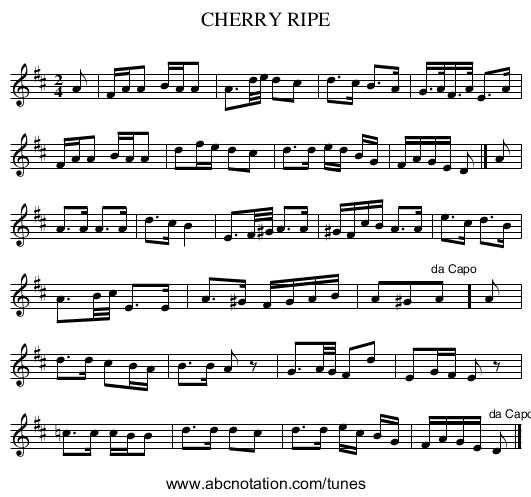 CHERRY RIPE - staff notation