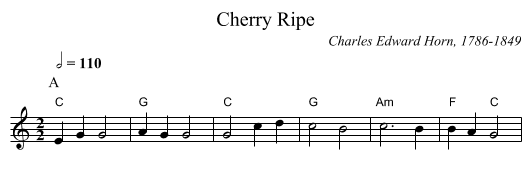 Cherry Ripe - staff notation