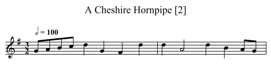 Cheshire Hornpipe [2], A - staff notation