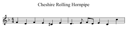 Cheshire Rolling Hornpipe - staff notation