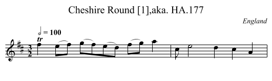 Cheshire Round [1],aka. HA.177 - staff notation