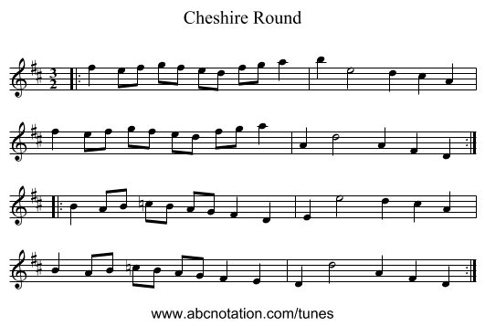 Cheshire Round - staff notation