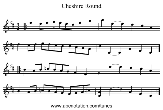 Cheshire Round - staff notation