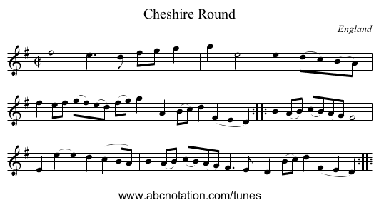 Cheshire Round - staff notation