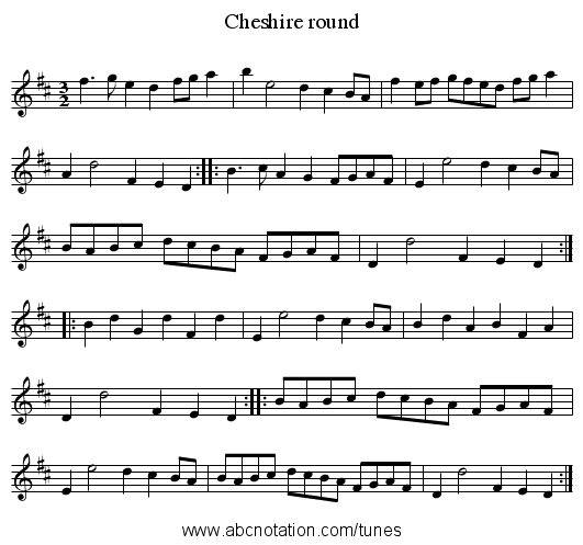 Cheshire round - staff notation