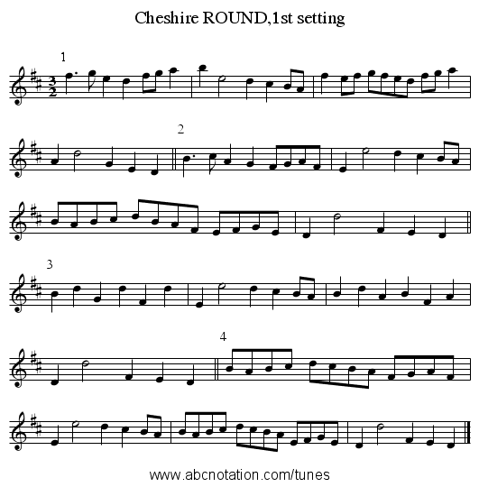 Cheshire ROUND,1st setting - staff notation