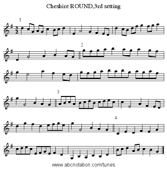 Cheshire ROUND,3rd setting - staff notation