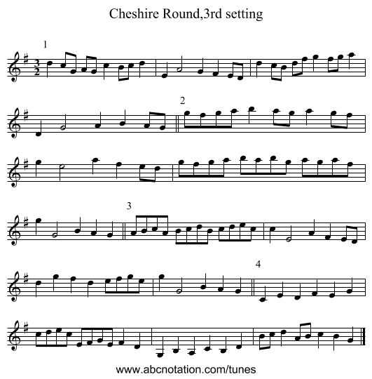 Cheshire Round,3rd setting - staff notation