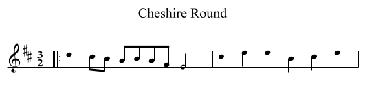 Cheshire Round - staff notation