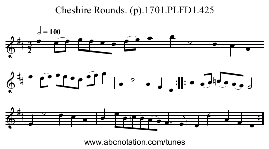 Cheshire Rounds. (p).1701.PLFD1.425 - staff notation