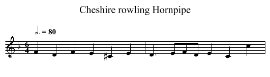 Cheshire rowling Hornpipe - staff notation