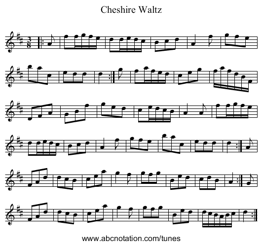 Cheshire Waltz - staff notation
