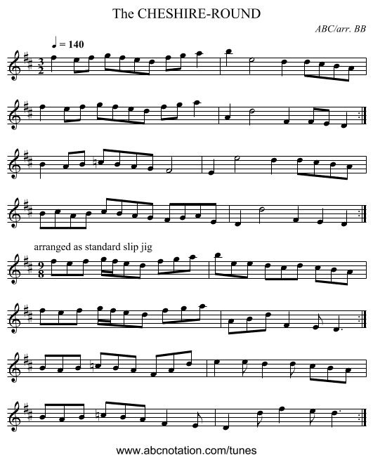 CHESHIRE-ROUND, The - staff notation