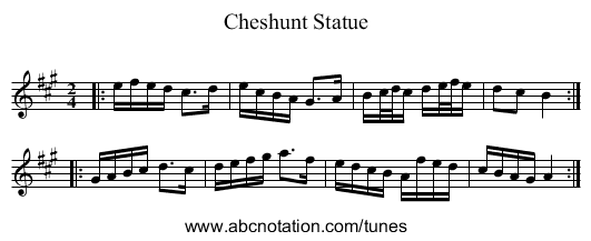 Cheshunt Statue - staff notation