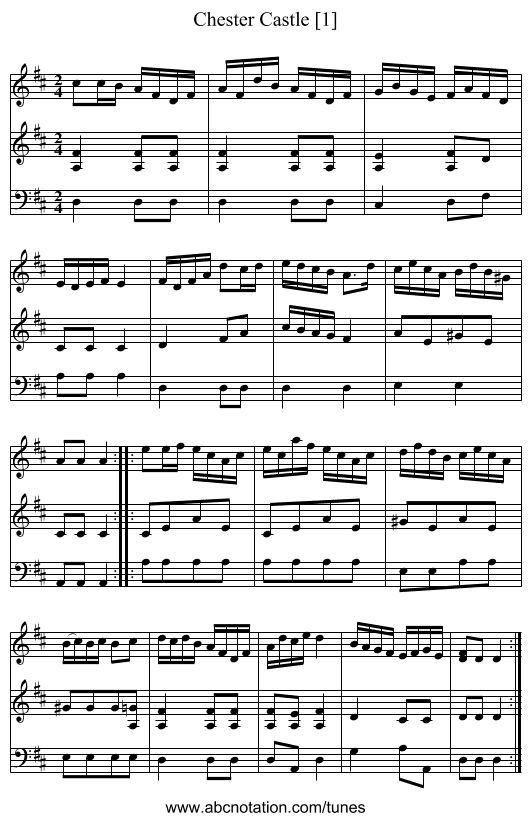 Chester Castle [1] - staff notation