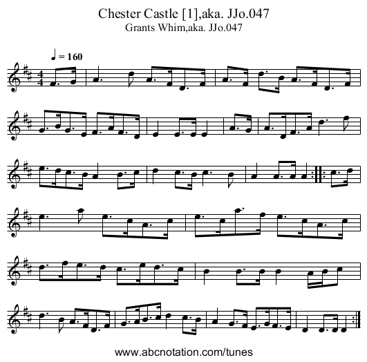 Chester Castle [1],aka. JJo.047 - staff notation