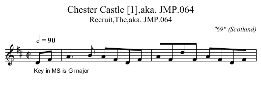 Chester Castle [1],aka. JMP.064 - staff notation