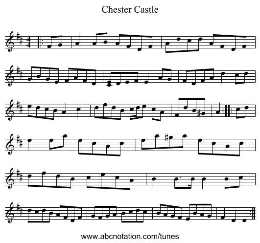 Chester Castle - staff notation