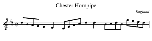 Chester Hornpipe - staff notation