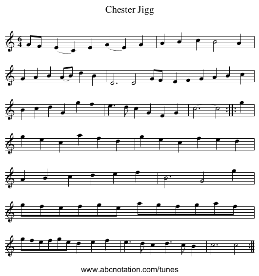 Chester Jigg - staff notation